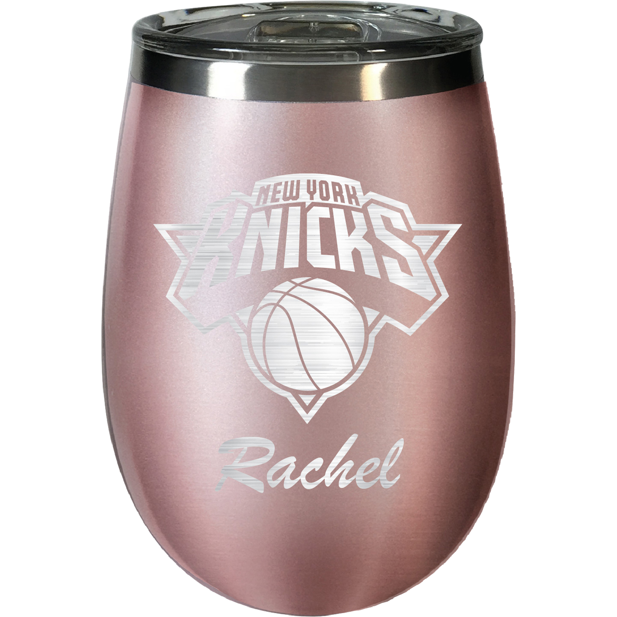 New York Knicks 12oz. Personalized Rose Gold Wine Tumbler