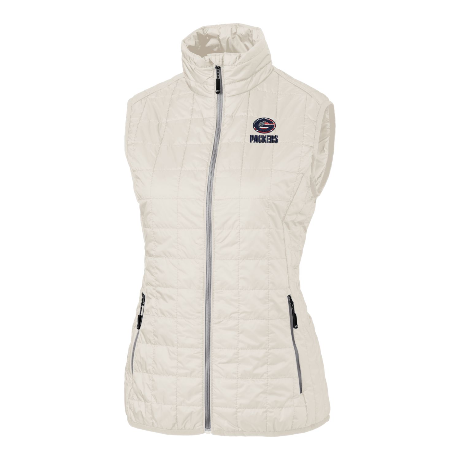 Women's Cutter & Buck White Green Bay Packers Americana Rainier Full-Zip Vest