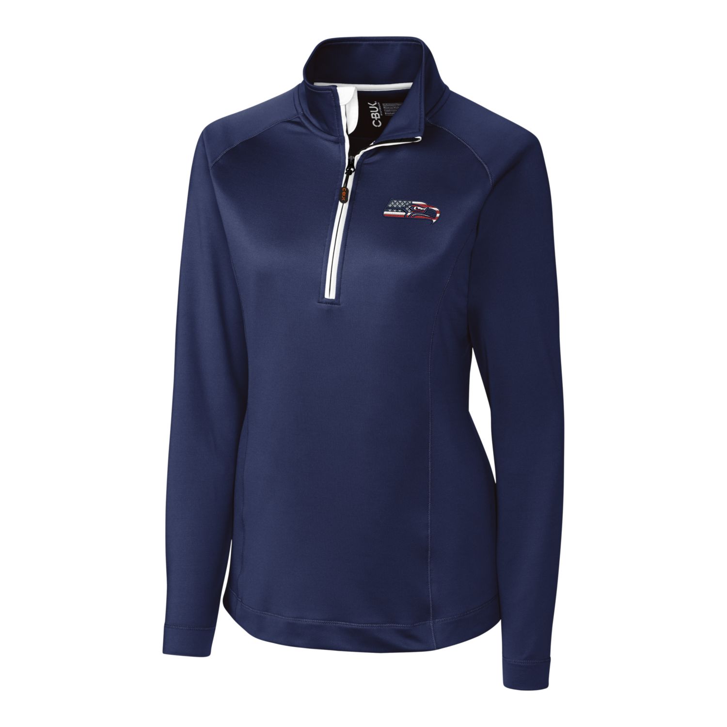 Women's Cutter & Buck College Navy Seattle Seahawks Americana Jackson Half-Zip Overknit Pullover Jacket