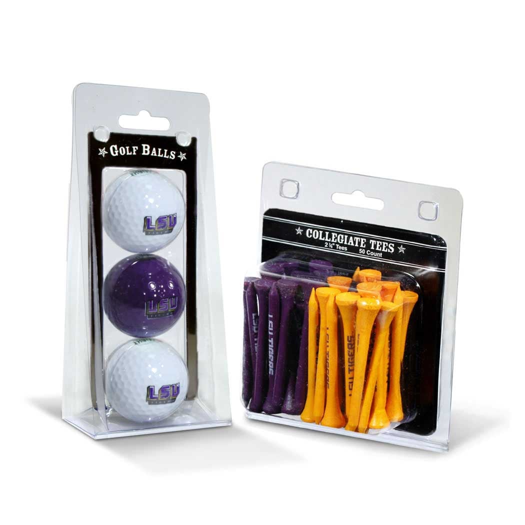 LSU Tigers 3-Golf Ball & 50-Golf Tee Set