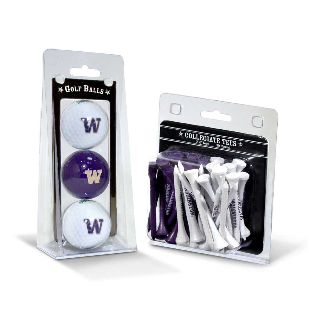 Washington Huskies 3-Golf Ball & 50-Golf Tee Set
