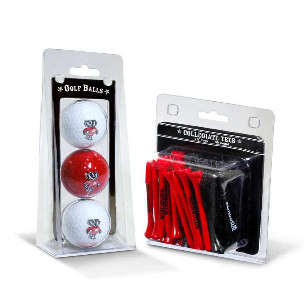 Wisconsin Badgers 3-Golf Ball & 50-Golf Tee Set Wisconsin Badgers 3-Golf Ball & 50-Golf Tee Set