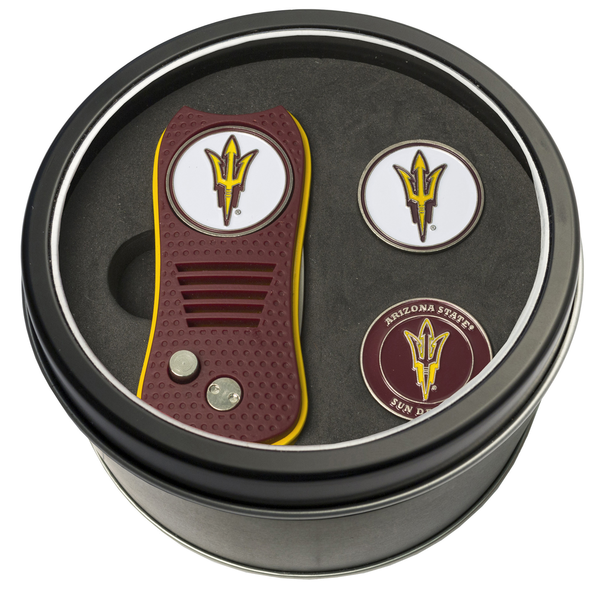 Arizona State Sun Devils Divot Tool & Ball Markers Personalized Tin Gift Set Arizona State Sun Devils Divot Tool & Ball Markers Personalized Tin Gift Set
