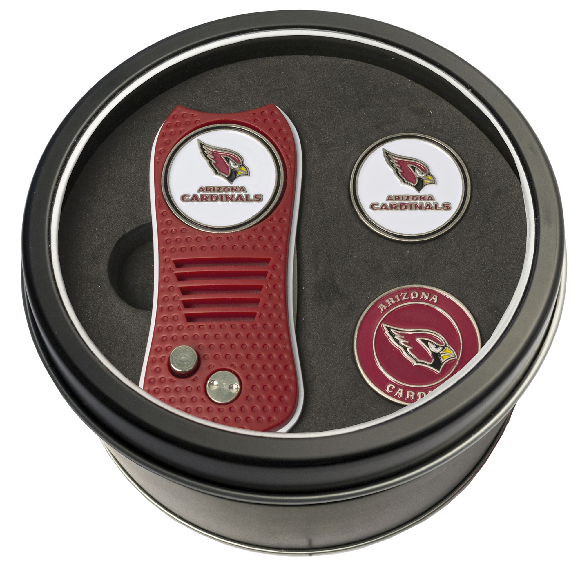 Arizona Cardinals Divot Tool & Ball Markers Personalized Tin Gift Set