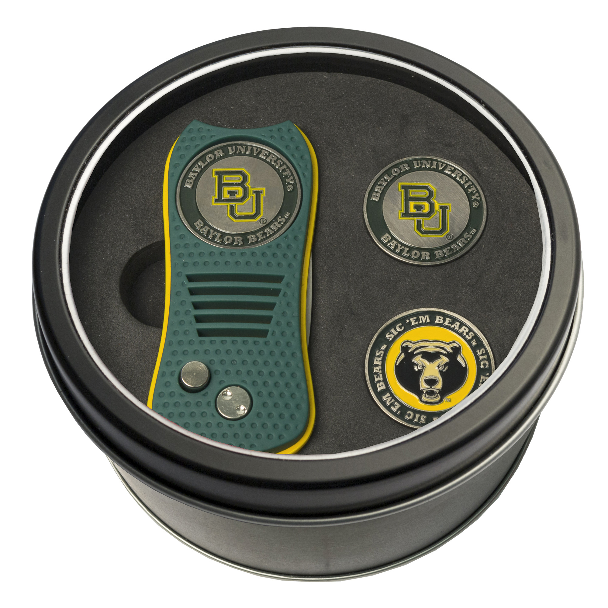 Baylor Bears Divot Tool & Ball Markers Personalized Tin Gift Set Baylor Bears Divot Tool & Ball Markers Personalized Tin Gift Set