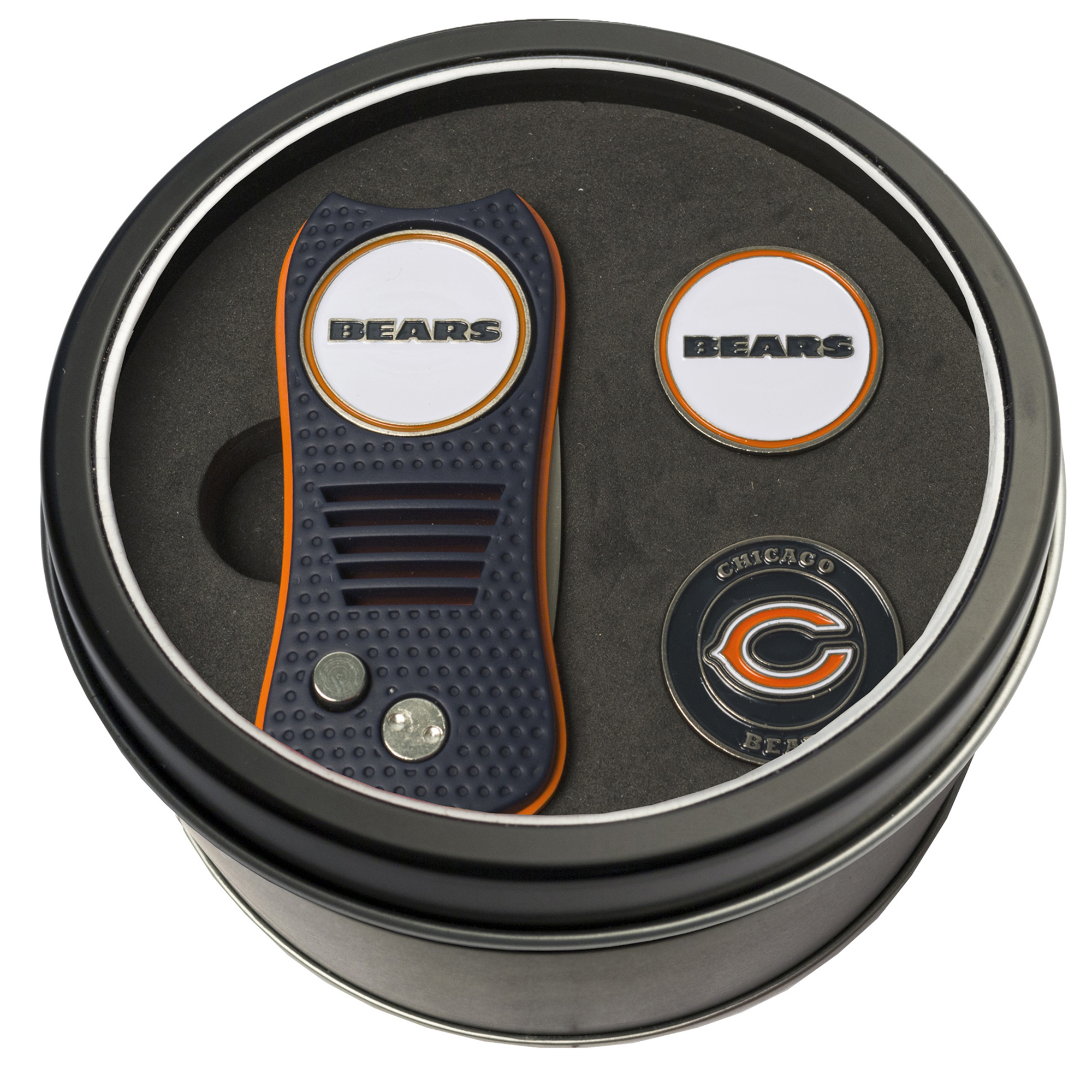 Chicago Bears Divot Tool & Ball Markers Personalized Tin Gift Set Chicago Bears Divot Tool & Ball Markers Personalized Tin Gift Set