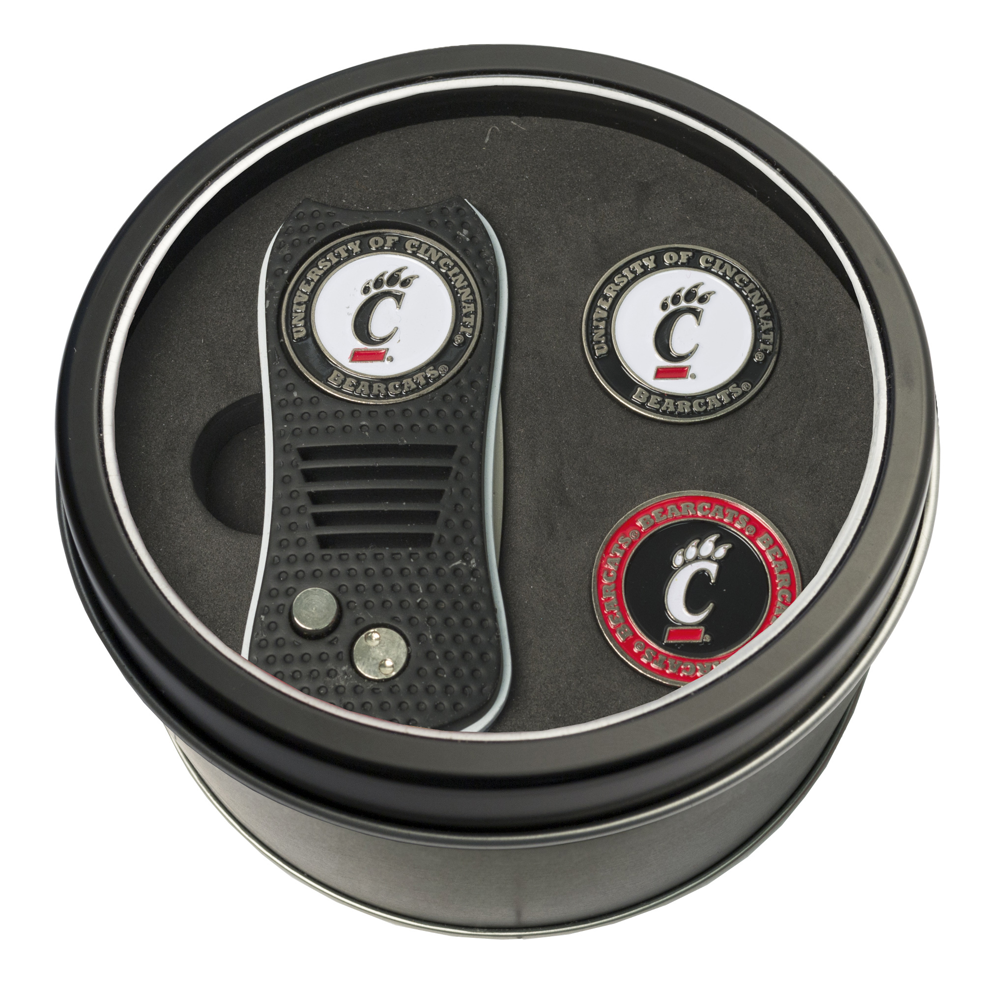 Cincinnati Bearcats Divot Tool & Ball Markers Personalized Tin Gift Set Cincinnati Bearcats Divot Tool & Ball Markers Personalized Tin Gift Set
