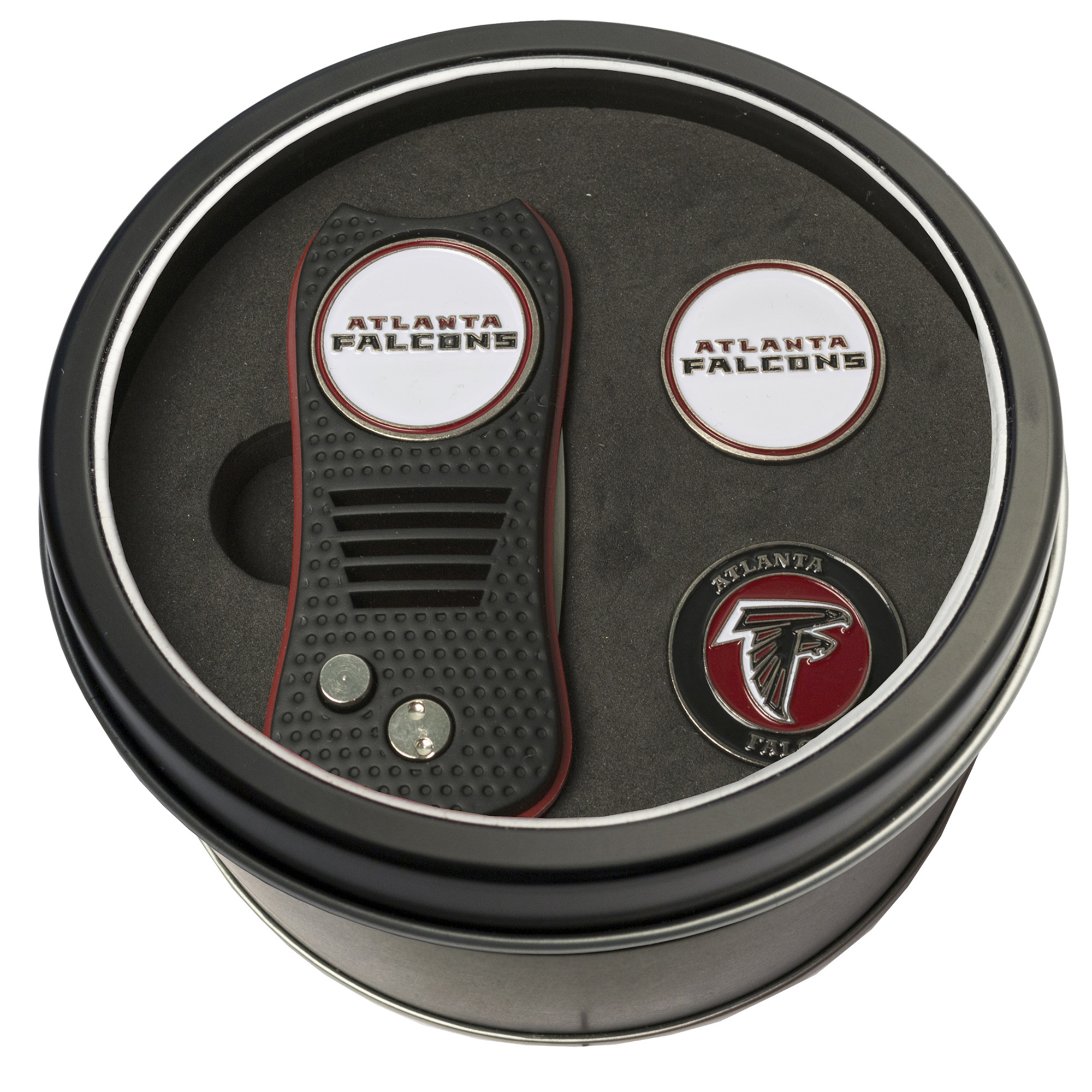 Atlanta Falcons Divot Tool & Ball Markers Personalized Tin Gift Set Atlanta Falcons Divot Tool & Ball Markers Personalized Tin Gift Set