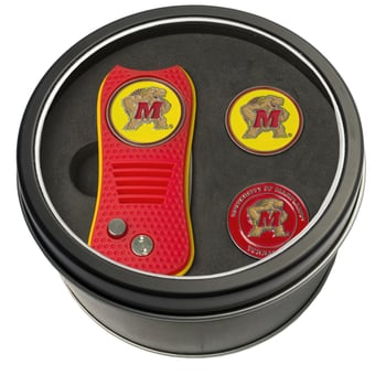 Maryland Terrapins Divot Tool & Ball Markers Personalized Tin Gift Set