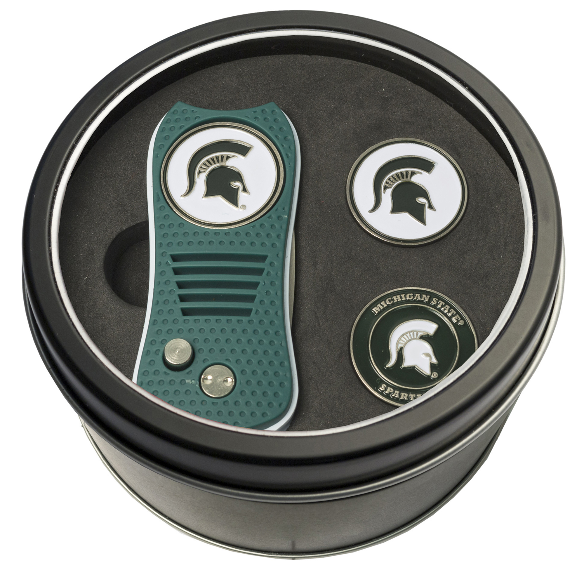 Michigan State Spartans Divot Tool & Ball Markers Personalized Tin Gift Set