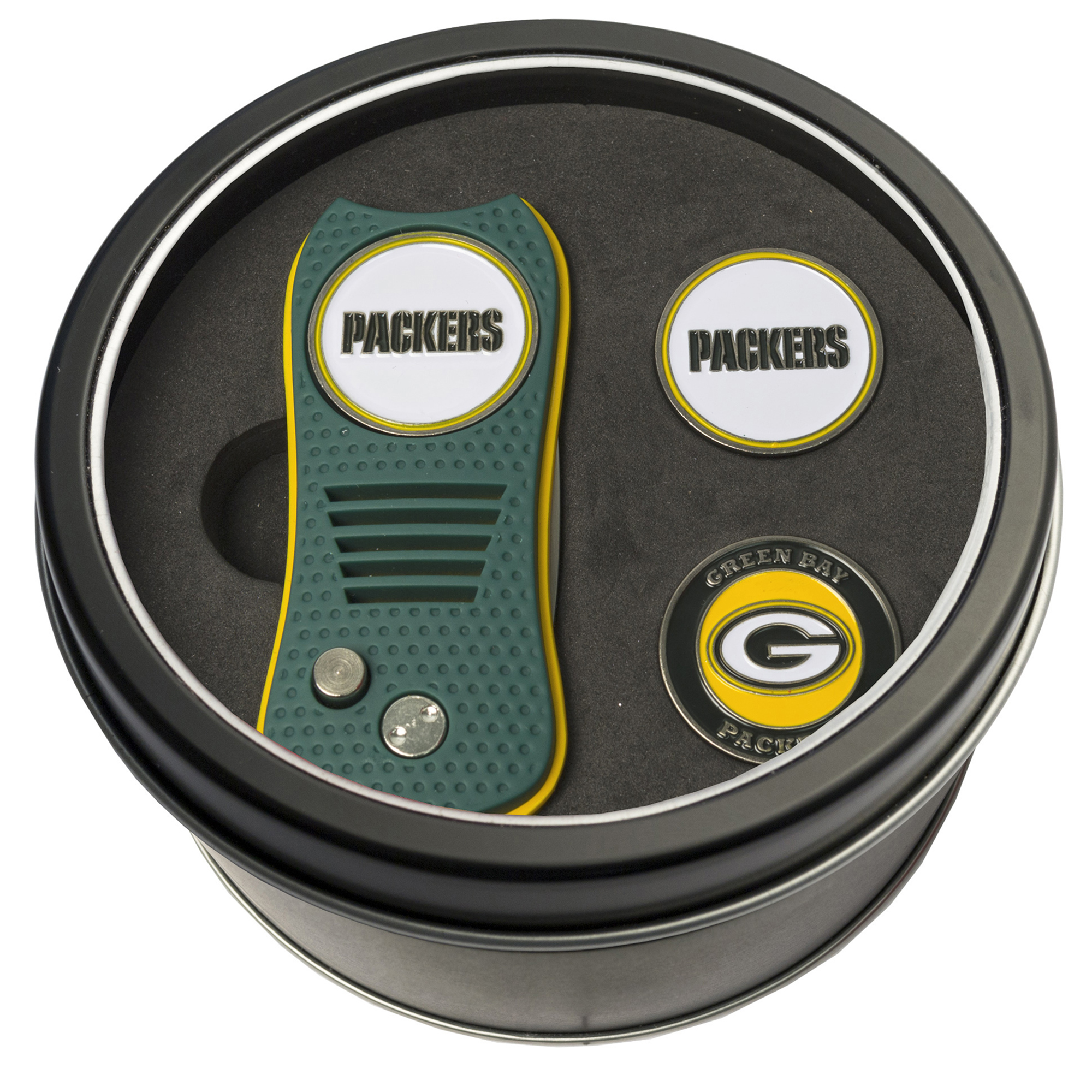 Green Bay Packers Divot Tool & Ball Markers Personalized Tin Gift Set