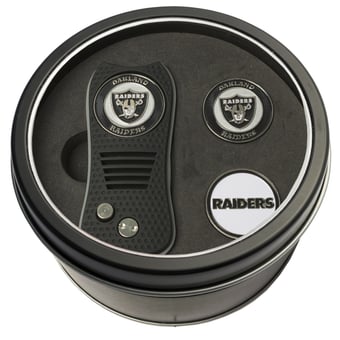 Las Vegas Raiders Divot Tool & Ball Markers Personalized Tin Gift Set
