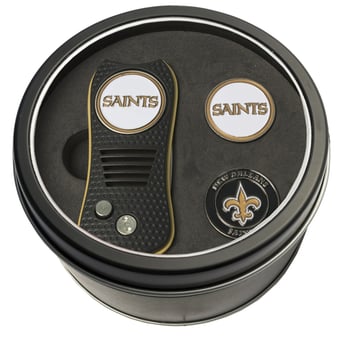 New Orleans Saints Divot Tool & Ball Markers Personalized Tin Gift Set