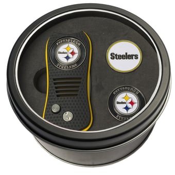 Pittsburgh Steelers Divot Tool & Ball Markers Personalized Tin Gift Set