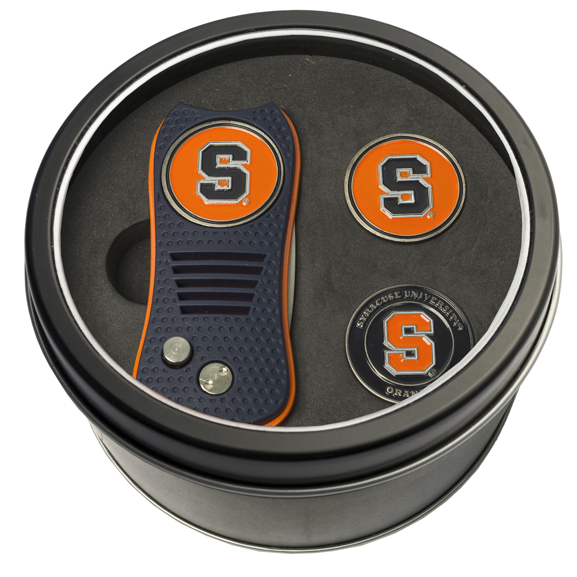 Syracuse Orange Divot Tool & Ball Markers Personalized Tin Gift Set