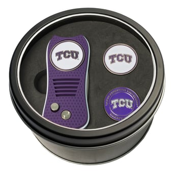 TCU Horned Frogs Divot Tool & Ball Markers Personalized Tin Gift Set