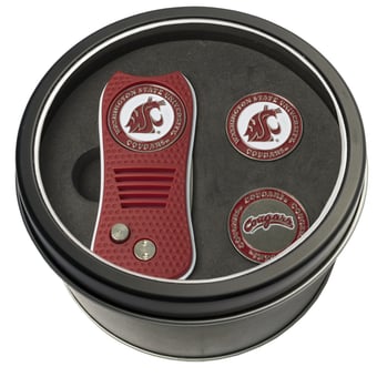 Washington State Cougars Divot Tool & Ball Markers Personalized Tin Gift Set