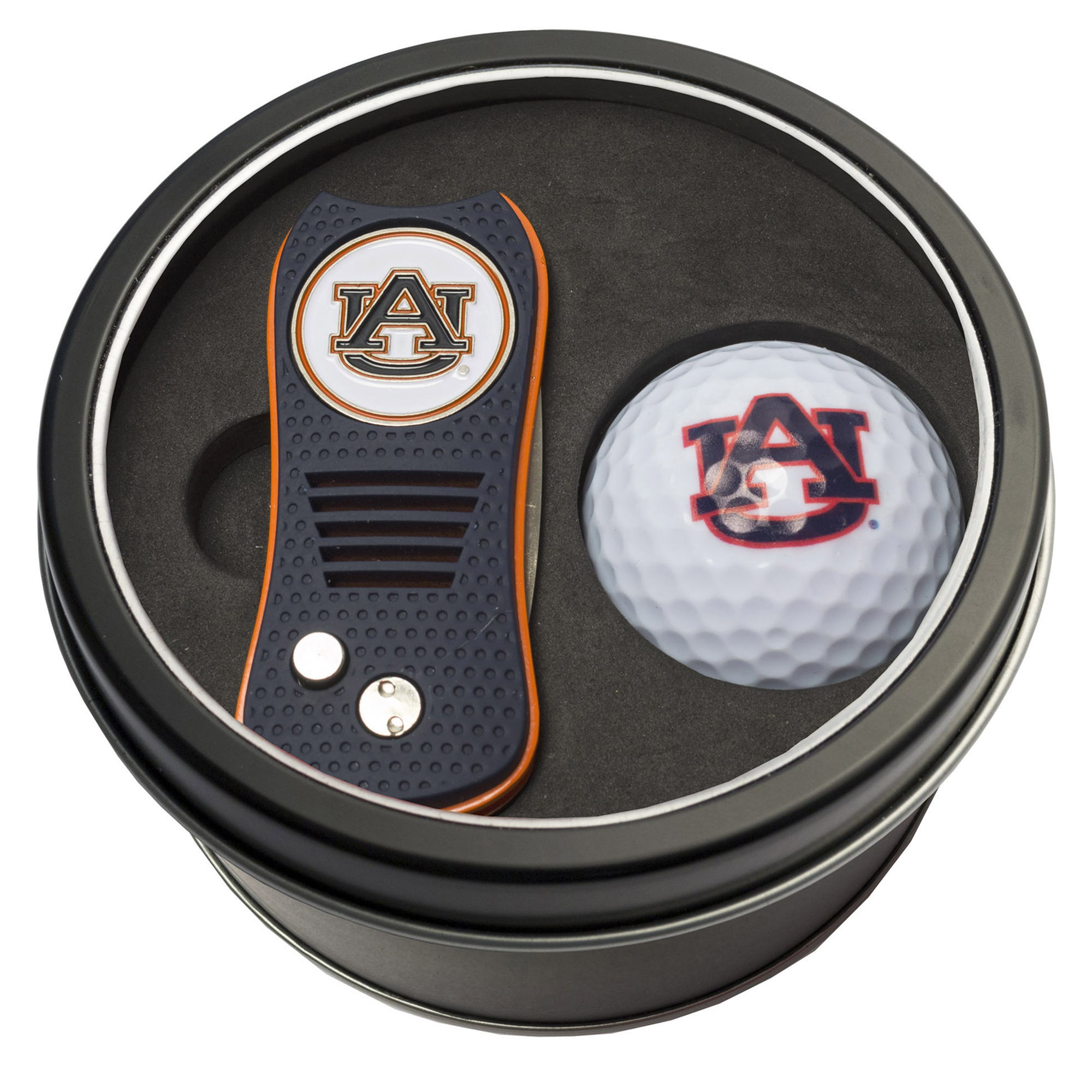 Auburn Tigers Divot Tool & Golf Ball Personalized Tin Gift Set Auburn Tigers Divot Tool & Golf Ball Personalized Tin Gift Set