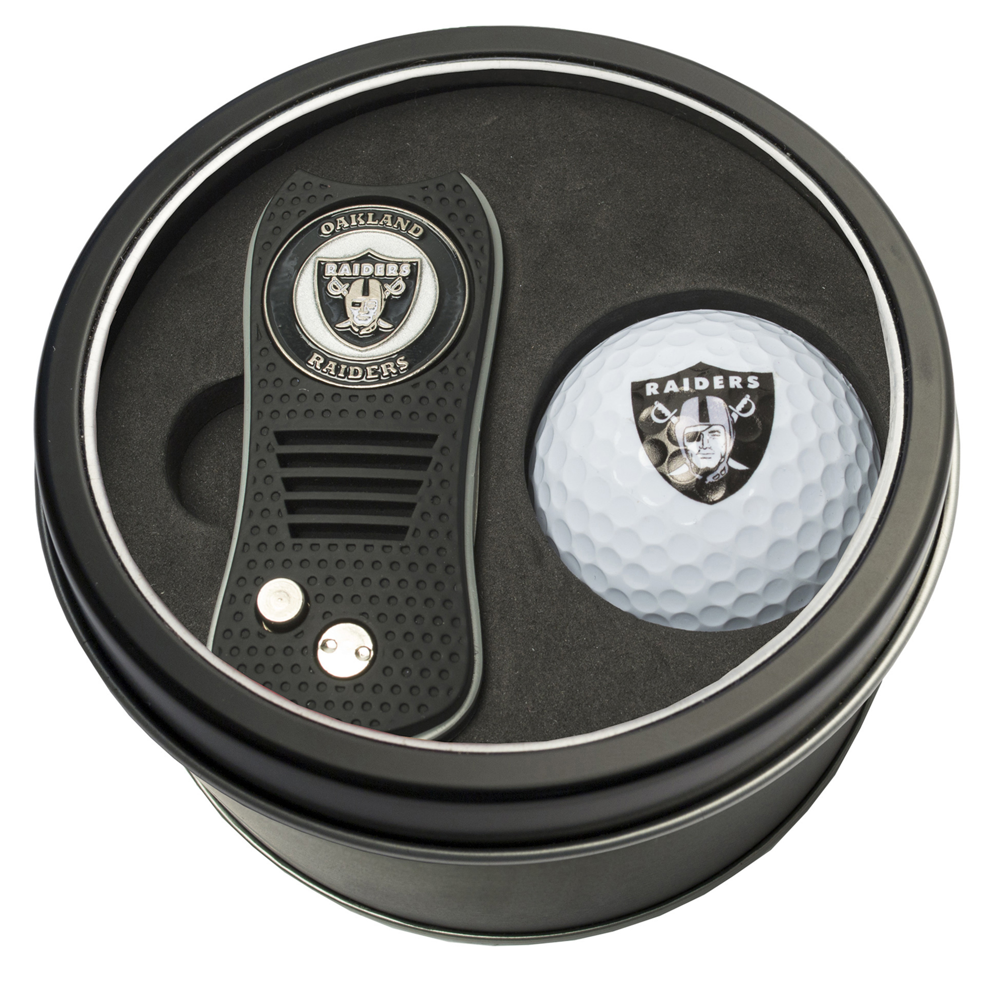 Las Vegas Raiders Divot Tool & Golf Ball Personalized Tin Gift Set