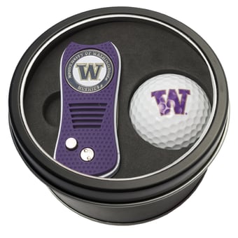 Washington Huskies Divot Tool & Golf Ball Personalized Tin Gift Set
