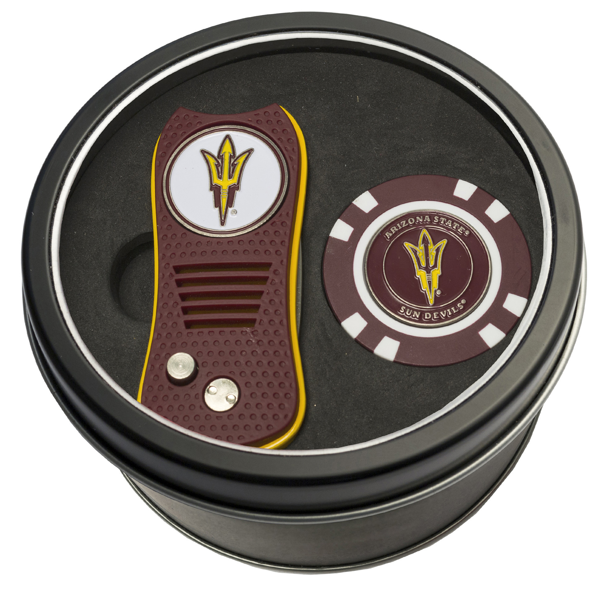Arizona State Sun Devils Divot Tool & Golf Chip Personalized Tin Gift Set Arizona State Sun Devils Divot Tool & Golf Chip Personalized Tin Gift Set
