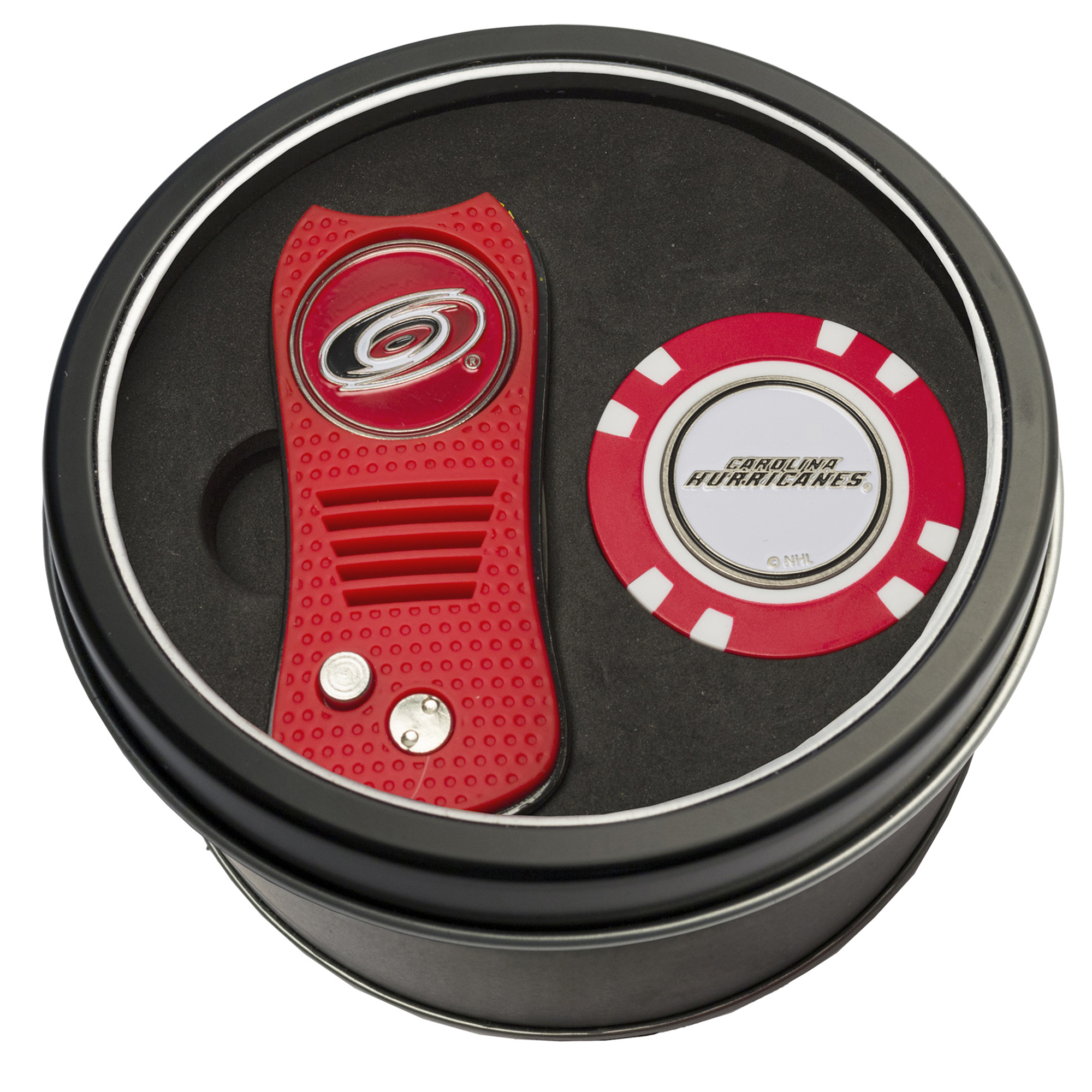 Carolina Hurricanes Divot Tool & Golf Chip Personalized Tin Gift Set Carolina Hurricanes Divot Tool & Golf Chip Personalized Tin Gift Set