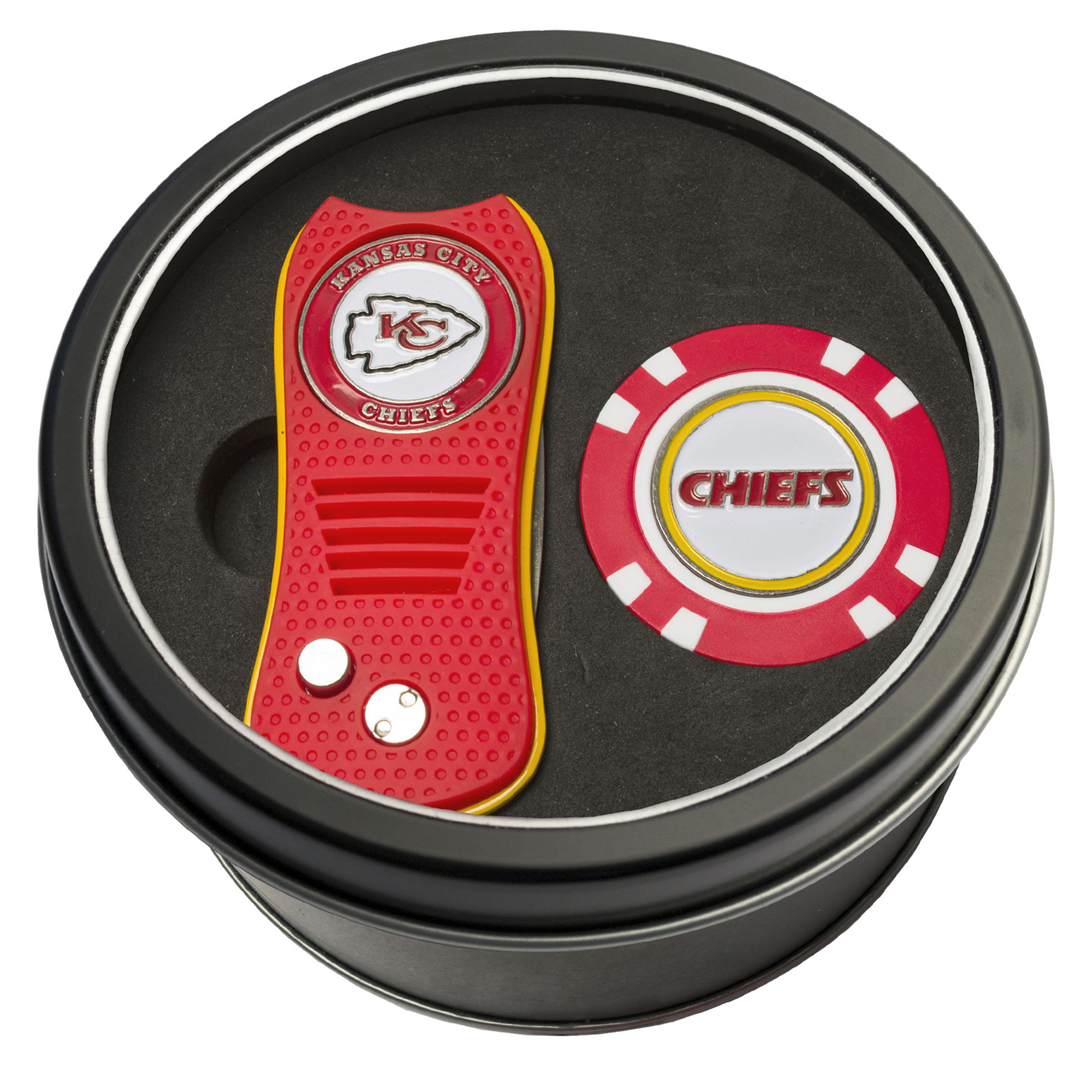Kansas City Chiefs Divot Tool & Golf Chip Personalized Tin Gift Set