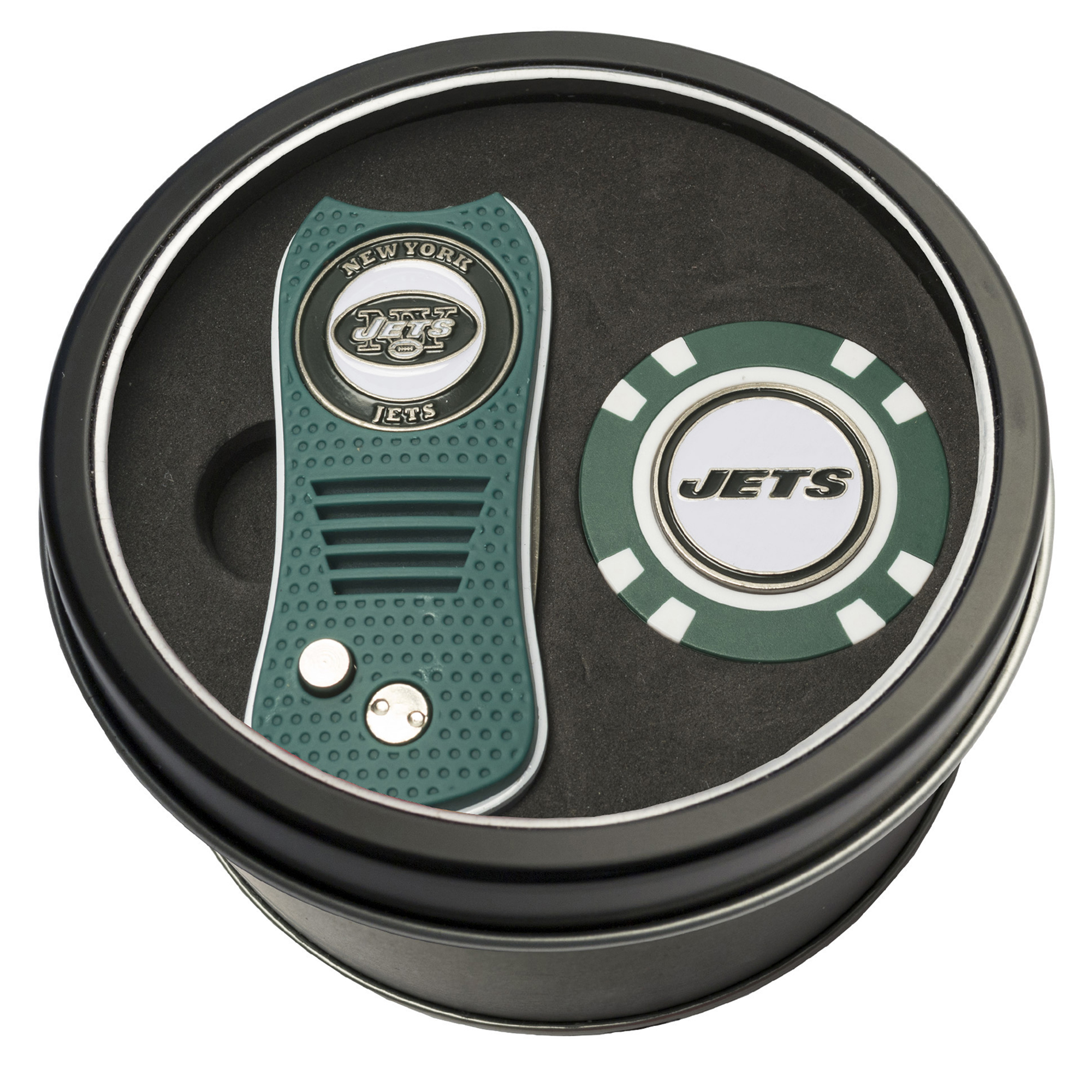 New York Jets Divot Tool & Golf Chip Personalized Tin Gift Set