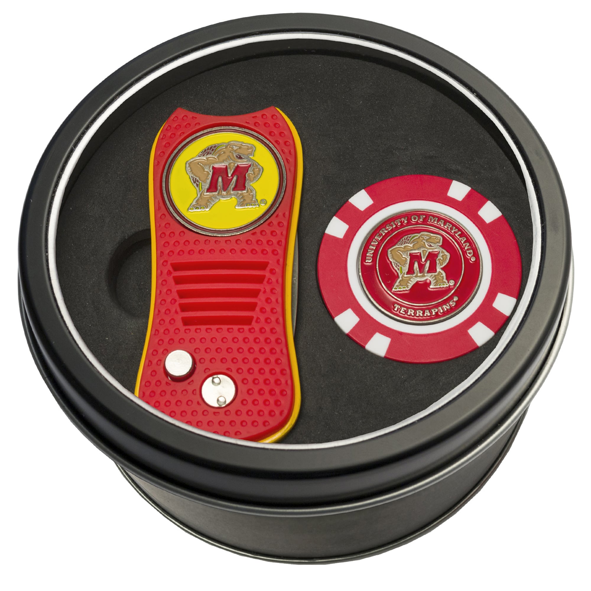 Maryland Terrapins Divot Tool & Golf Chip Personalized Tin Gift Set