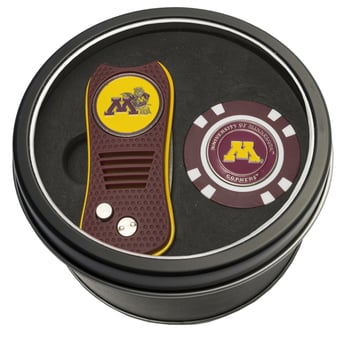 Minnesota Golden Gophers Divot Tool & Golf Chip Personalized Tin Gift Set