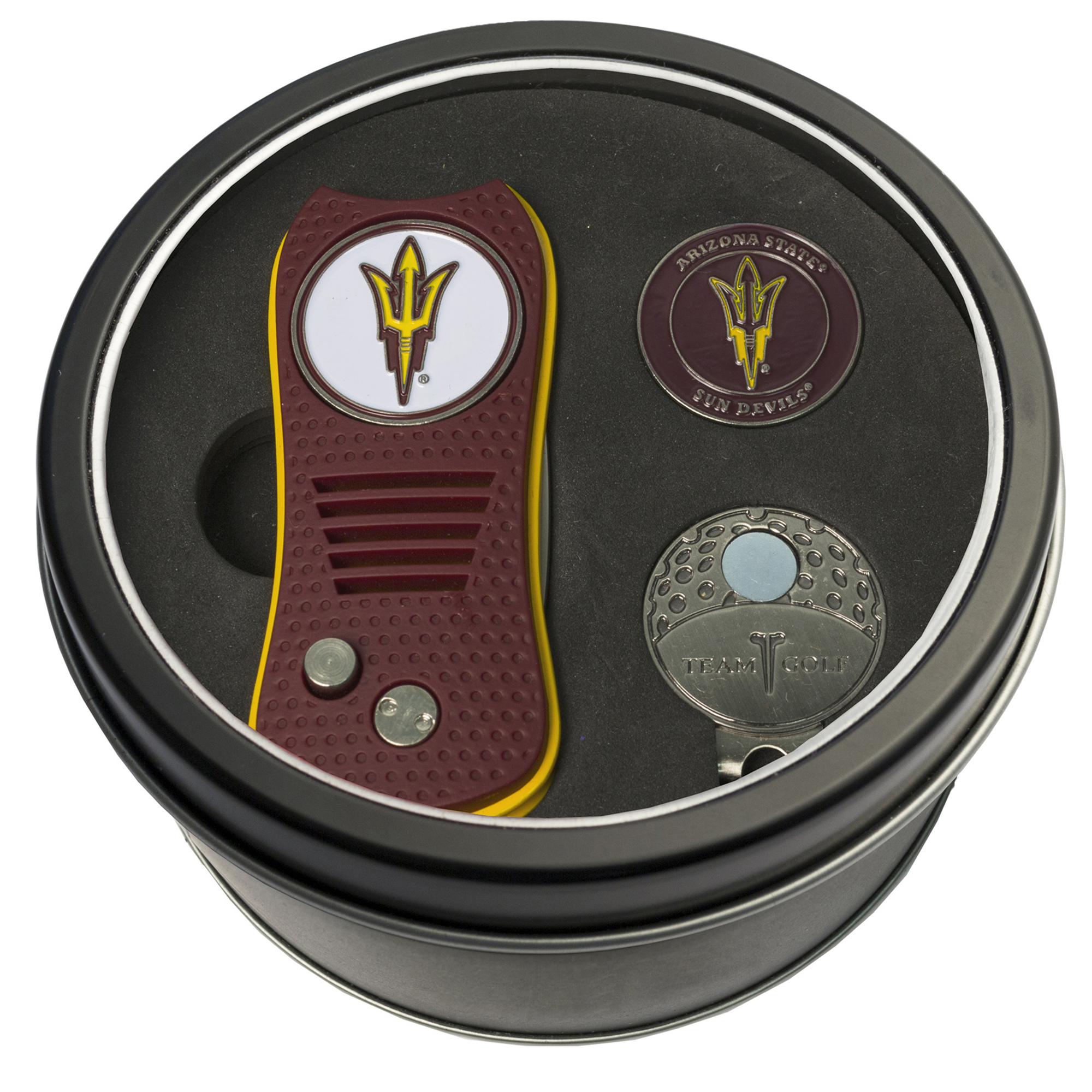 Arizona State Sun Devils Divot Tool Ball Marker & Cap Clip Personalized Tin Gift Set