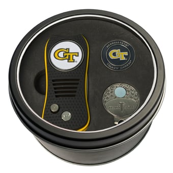 Georgia Tech Yellow Jackets Divot Tool Ball Marker & Cap Clip Personalized Tin Gift Set