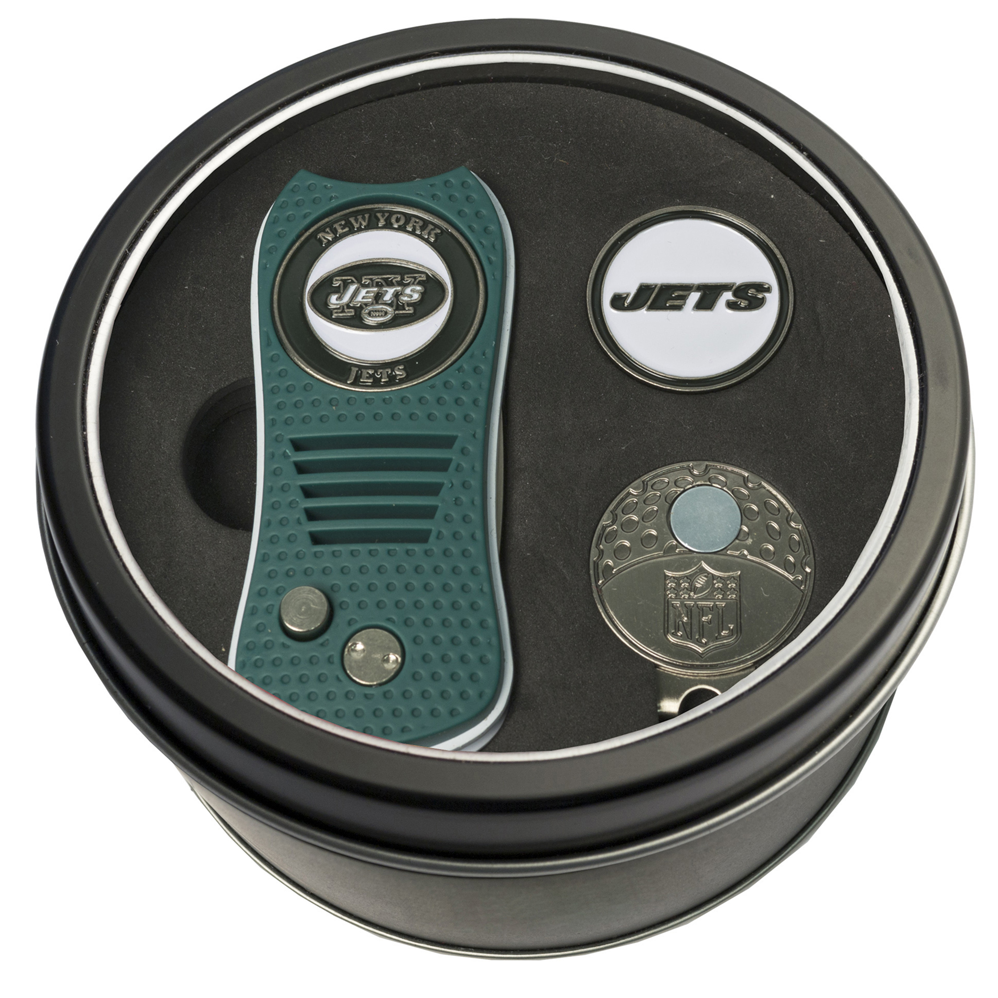 New York Jets Divot Tool Ball Marker & Cap Clip Personalized Tin Gift Set