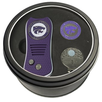 Kansas State Wildcats Divot Tool Ball Marker & Cap Clip Personalized Tin Gift Set