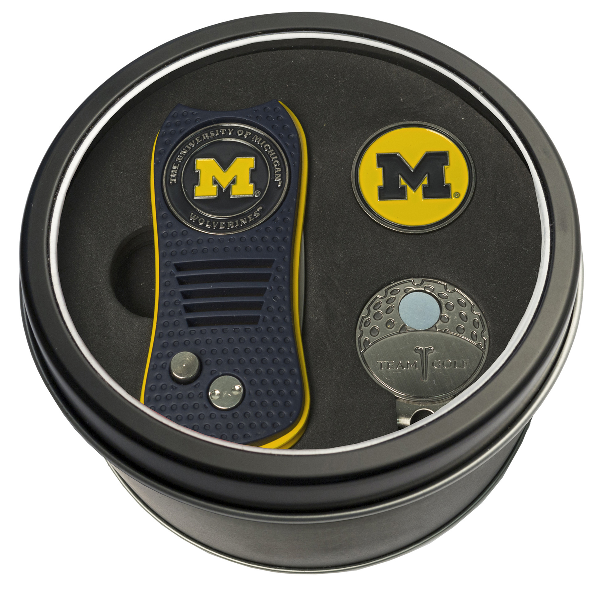 Michigan Wolverines Divot Tool Ball Marker & Cap Clip Personalized Tin Gift Set