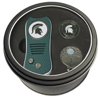 Michigan State Spartans Divot Tool Ball Marker & Cap Clip Personalized Tin Gift Set