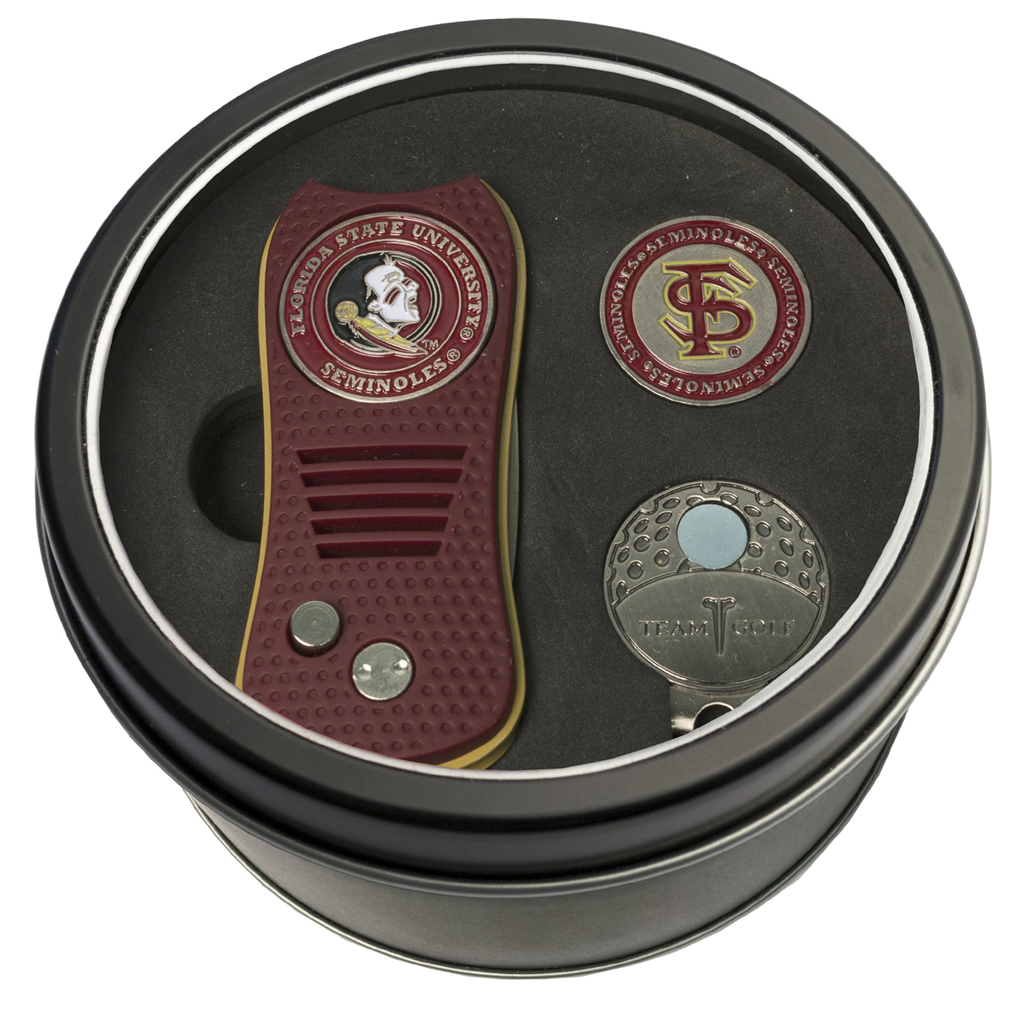 Florida State Seminoles Divot Tool Ball Marker & Cap Clip Personalized Tin Gift Set