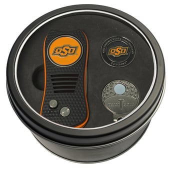 Oklahoma State Cowboys Divot Tool Ball Marker & Cap Clip Personalized Tin Gift Set