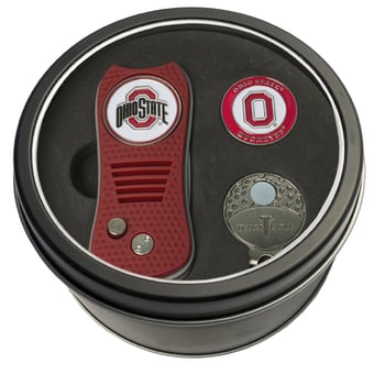 Ohio State Buckeyes Divot Tool Ball Marker & Cap Clip Personalized Tin Gift Set
