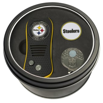 Pittsburgh Steelers Divot Tool Ball Marker & Cap Clip Personalized Tin Gift Set