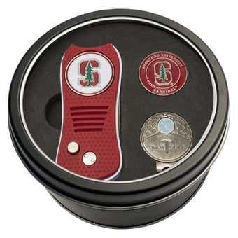 Stanford Cardinal Divot Tool Ball Marker & Cap Clip Personalized Tin Gift Set