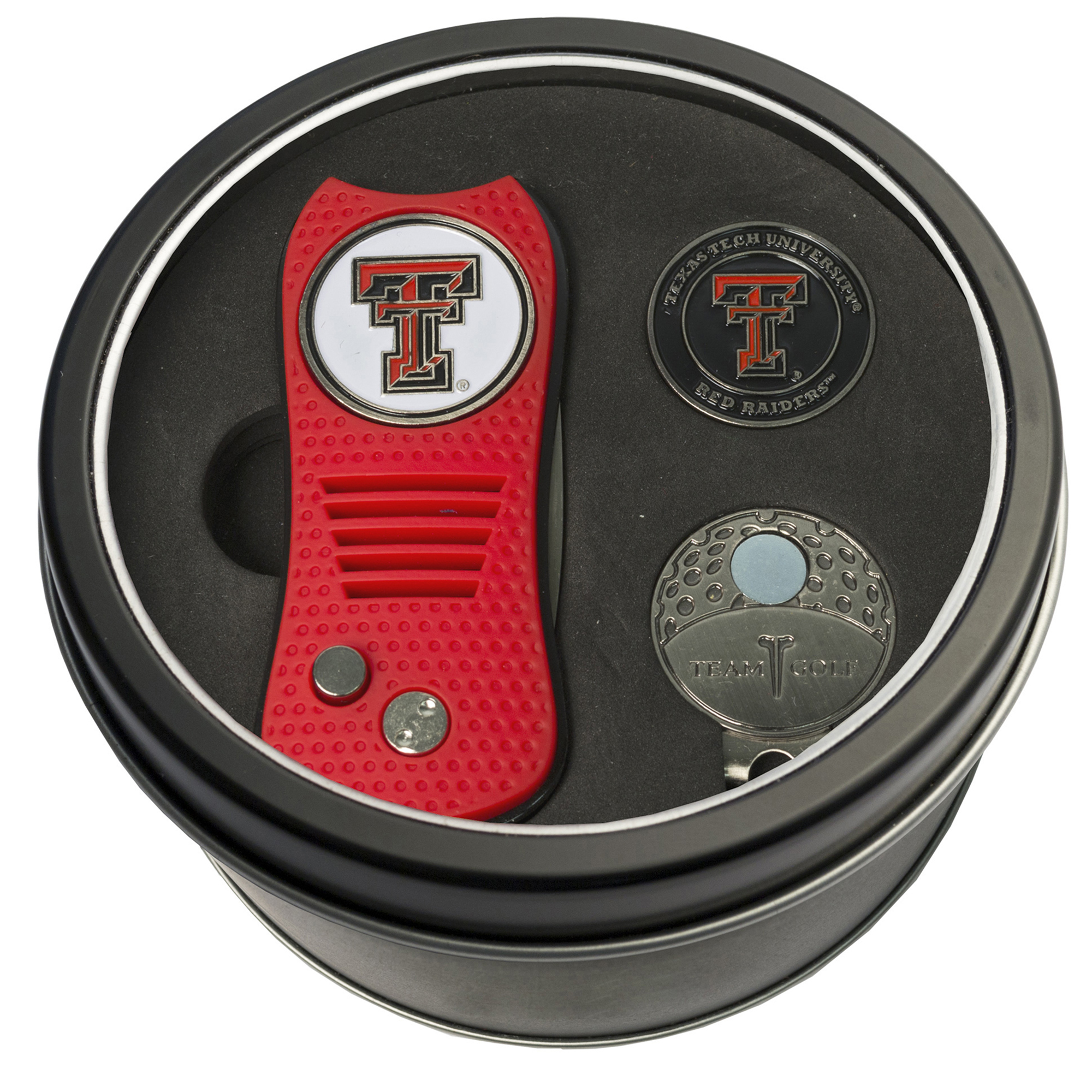 Texas Tech Red Raiders Divot Tool Ball Marker & Cap Clip Personalized Tin Gift Set