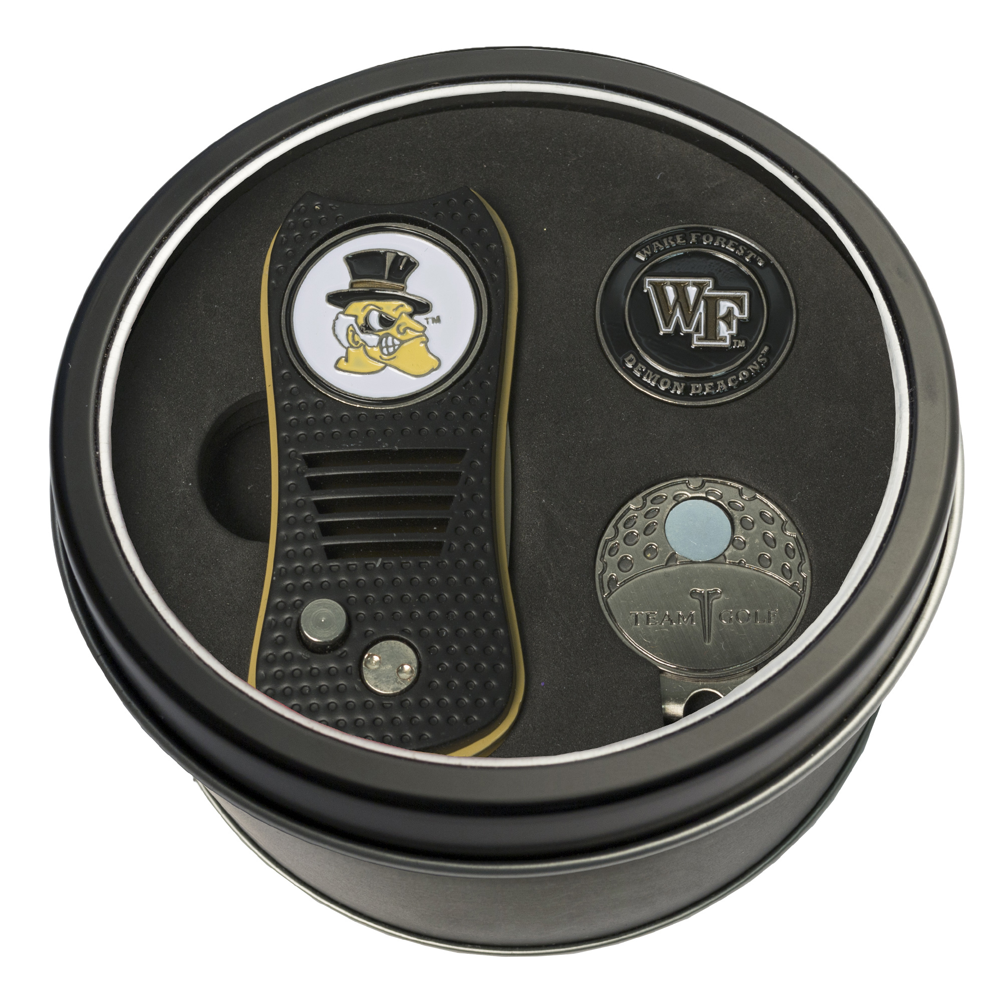 Wake Forest Demon Deacons Divot Tool Ball Marker & Cap Clip Personalized Tin Gift Set