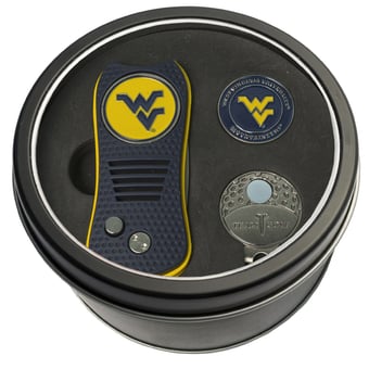 West Virginia Mountaineers Divot Tool Ball Marker & Cap Clip Personalized Tin Gift Set