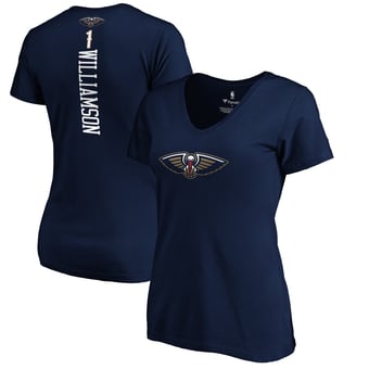 Women's Zion Williamson Navy New Orleans Pelicans Playmaker Name & Number V-Neck T-Shirt