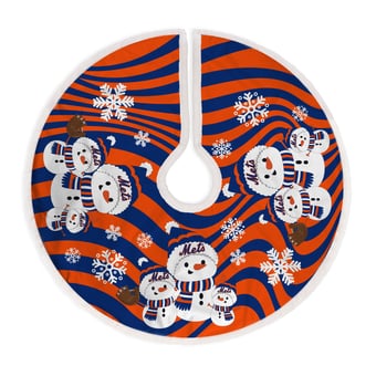 New York Mets Snowman Sherpa Christmas Tree Skirt
