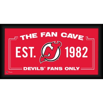 New Jersey Devils Framed 10" x 20" Fan Cave Collage