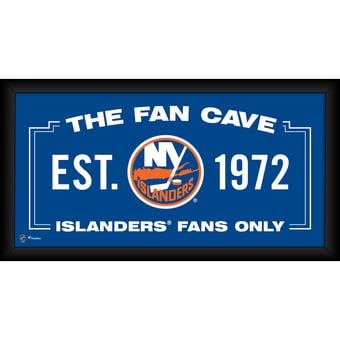 New York Islanders Framed 10" x 20" Fan Cave Collage