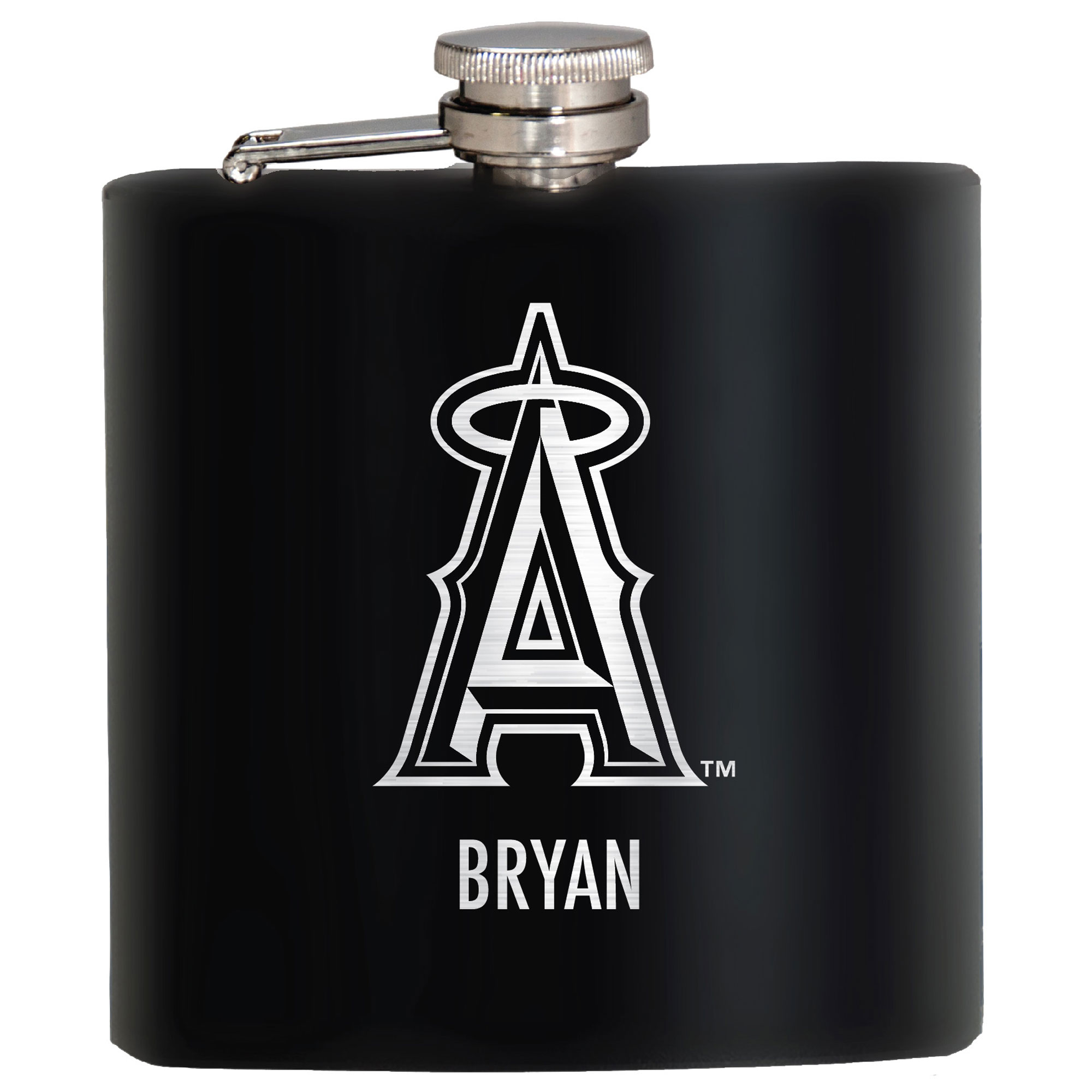 Black Los Angeles Angels 6oz. Personalized Stealth Hip Flask