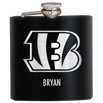 Black Cincinnati Bengals 6oz. Personalized Stealth Hip Flask